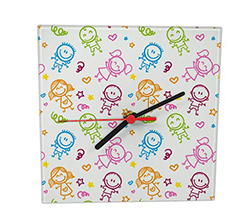 orologio quadrato in vetro bambini colorati
