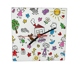 orologio quadrato in vetro con disegni