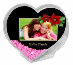 palla di neve cuore grafica rosa natale
