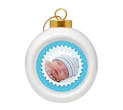 Pallina di Natale in ceramica Bomboniera nascita celeste