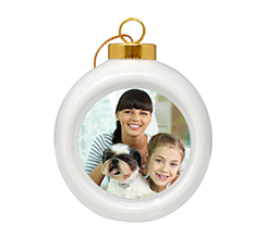 pallina di natale in ceramica con foto e grafica