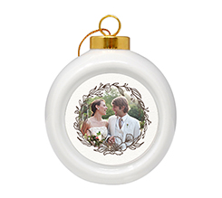 Pallina di Natale in ceramica Bomboniera Foglie stilizzate