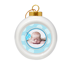 Pallina di Natale in ceramica scarpette celesti