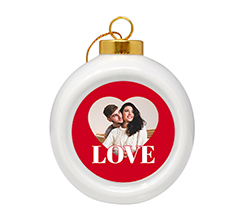Pallina di Natale in ceramica scritta Love