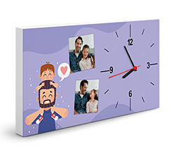 Orologio rettangolare su tela papà due riquadri
