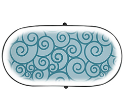 Parasole parabrezza personalizzato con grafica onde azzurre