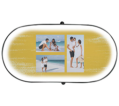 Parasole parabrezza personalizzato con tre foto collage e grafica gialla