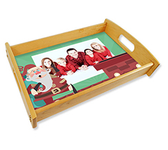 Vassoio personalizzato small legno naturale con grafica Babbo Natale