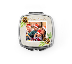 Pigne e ramoscelli natalizi per il tuo specchietto quadrato con foto