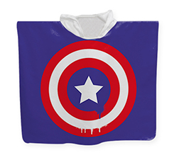 poncho per bambino in spugna personalizzato con grafica con scudo di capitan america