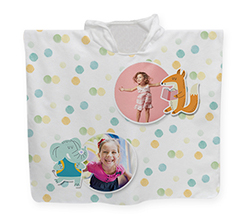 Poncho in spugna per bambina con foto grafica Animaletti e Pois