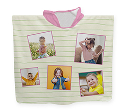 accappatoio poncho per bambini con collage di cinque foto