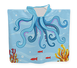 poncho da mare bambino personalizzato con grafica con tentacoli