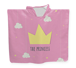 Poncho in spugna per bambina grafica Corona Principessa