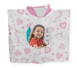 Poncho in spugna per bambina grafica Unicorni