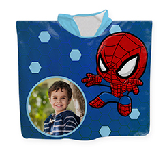 Poncho in spugna per bambino con foto e grafica Spider boy