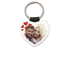 Portachiavi a cuore in pelle con foto e cuoricini