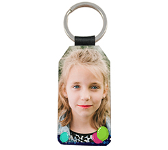 Portachiavi Rettangolare Pelle con foto e grafica palloncini compleanno