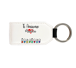 portachiavi rettangolare in pelle ti amiamo maestra