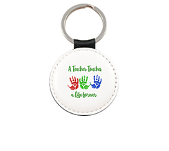 portachiavi in pelle tondo grafica per maestra