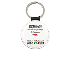 portachiavi rotondo in pelle insegnare