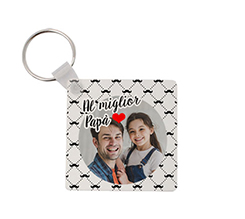 Portachiavi quadrato con grafica con baffi