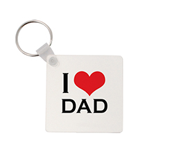 Portachiavi quadrato in masonite con cuore e scritta