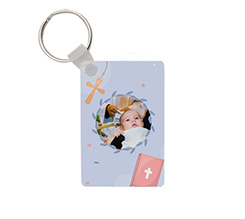 Portachiavi rettangolare in legno battesimo