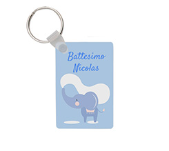 Portachiavi in legno rettangolare battesimo elefantino