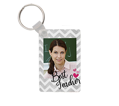 portachiavi rettangolare in legno con grafica best teacher