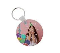 Portachiavi in Legno Tondo con foto e grafica fiocco