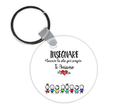 portachiavi rotondo in legno per maestre insegnare