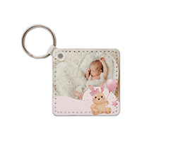 Portachiavi quadrato pelle coniglietto con palloncini