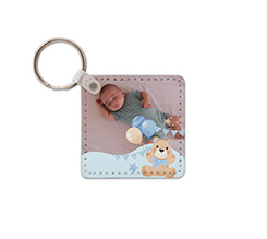 Portachiavi quadrato pelle orsetto con palloncini