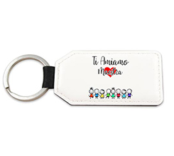 portachiavi rettangolare in pelle ti amiamo maestra