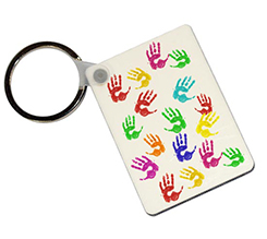 portachiavi rettangolare in legno mani colorate