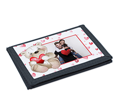 portafogli a strappo personalizzato con foto e grafica con orsetto e cuore