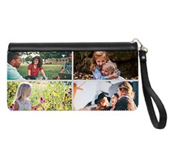 portafogli in pelle personalizzato con collage di 4 foto