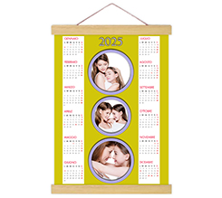 Poster con supporti in legno Calendario con 3 cerchi