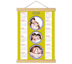 Poster con supporti in legno Calendario con 3 cerchi