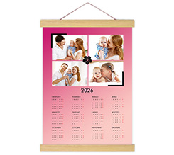 Poster con supporti in legno Calendario 4 riquadri