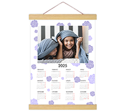 Poster con supporti in legno Calendario con foto e fiori