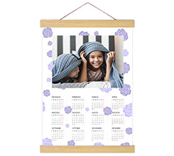 Poster con supporti in legno Calendario con foto e fiori