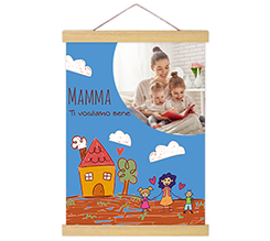 Poster con supporti in legno Mamma ti vogliamo bene