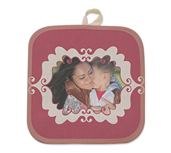 Presina con foto in juta con grafica mamma e cornice rossa