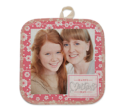 Presina con foto in juta con grafica mamma rossa e fiori