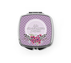 Specchietto quadrato con grafica viola