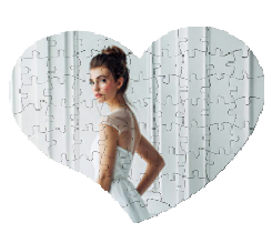 puzzle magnetico a forma di cuore personalizzato con foto di sposa