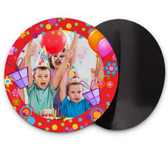 Calamita tonda grande con foto e grafica regalo compleanno