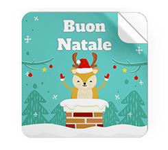 Adesivi quadrati grandi renna nel camino